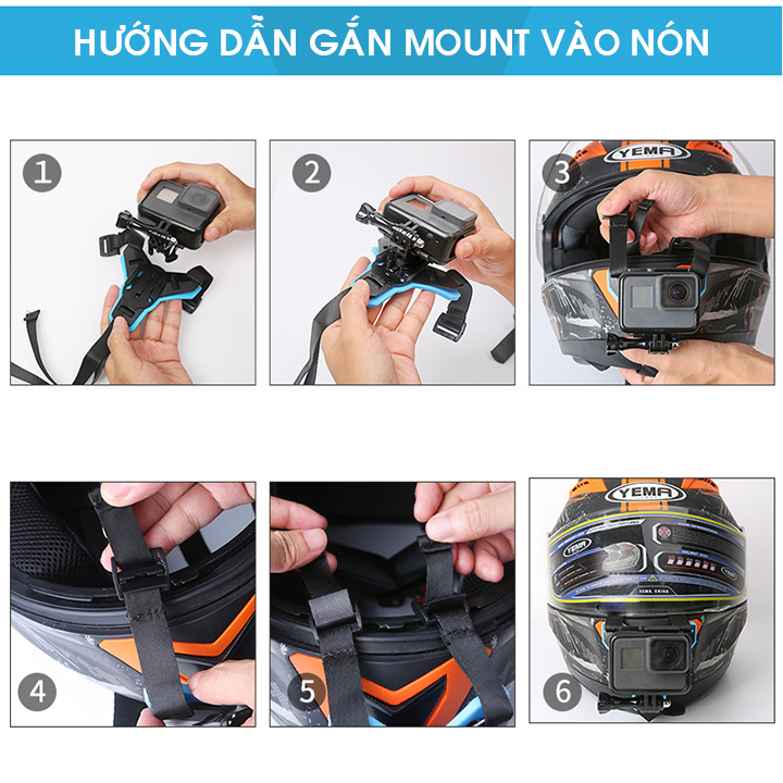 Dây TELESIN đeo camera hành động GoPro, Sjcam vào cằm mũ bảo hiểm Fullface