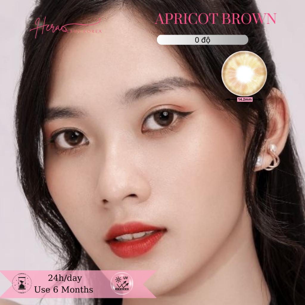 Kính Áp Tròng Hera Nâu Mơ Nổi Bật Không Độ APRICOT BROWN Nhập Khẩu Hàn Quốc Lens Không Cận 6 Tháng