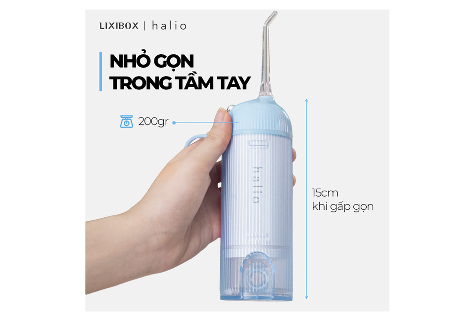 Combo Máy Tăm Nước Halio UltraClean Blue và Bàn chải điện Halio Sonic SmartClean Sky blue