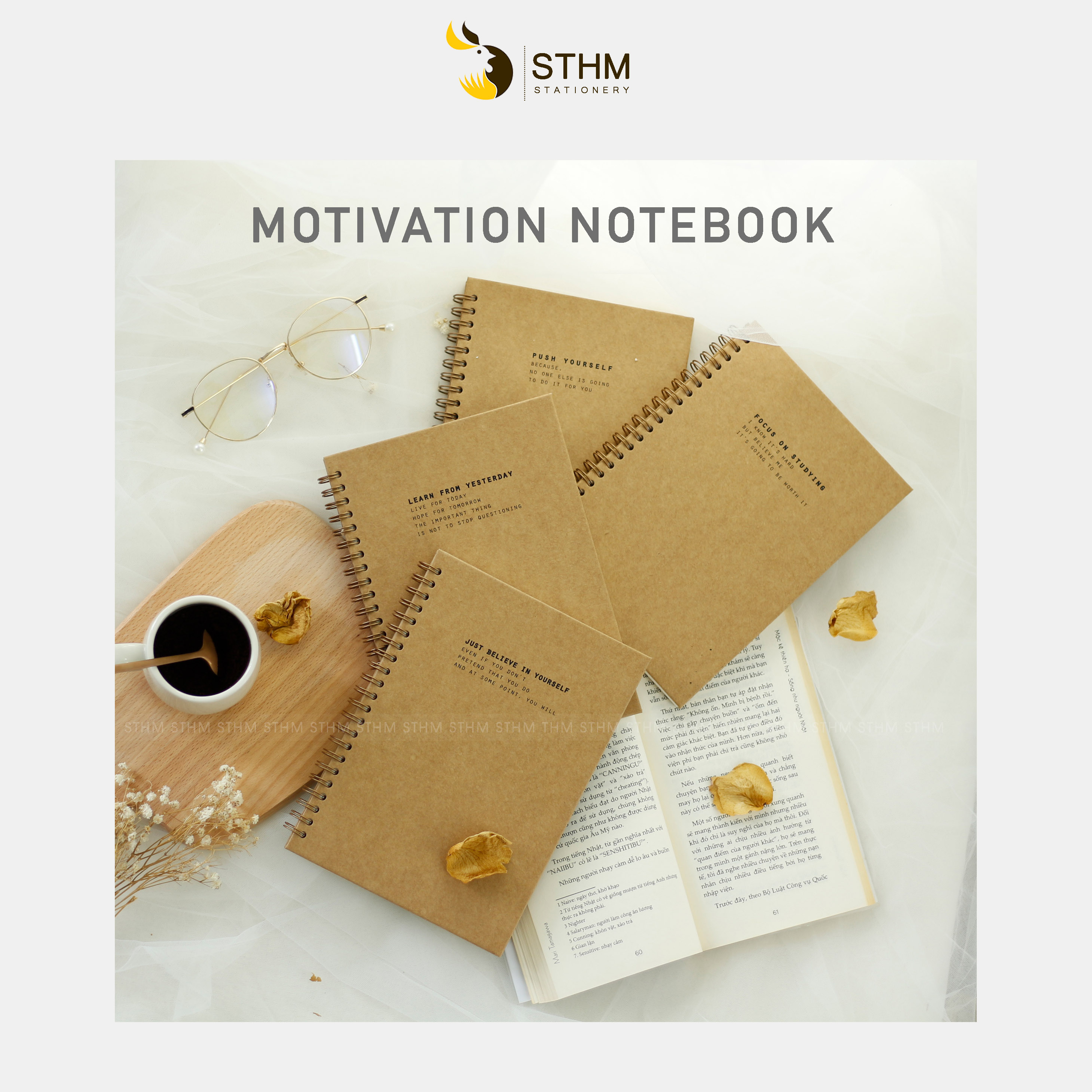 Sổ bìa kraft A5 - Motivation Notebook - Nhưng câu nói động lực -