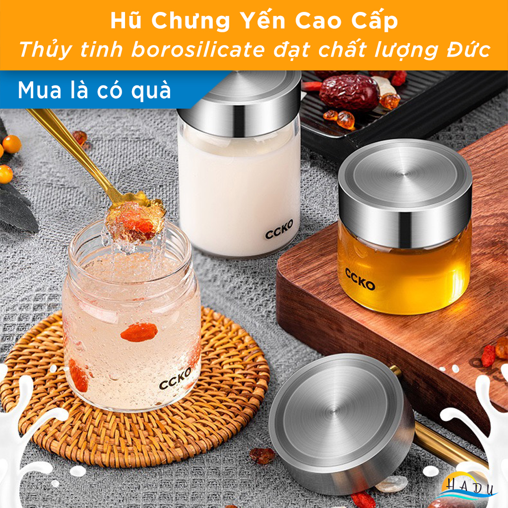 Hũ Chưng Yến Đựng Sữa Chua 100ml 150ml 200ml Thủy Tinh Nắp Inox 304 Cao Cấp Đạt Chất Lượng Đức CCKO