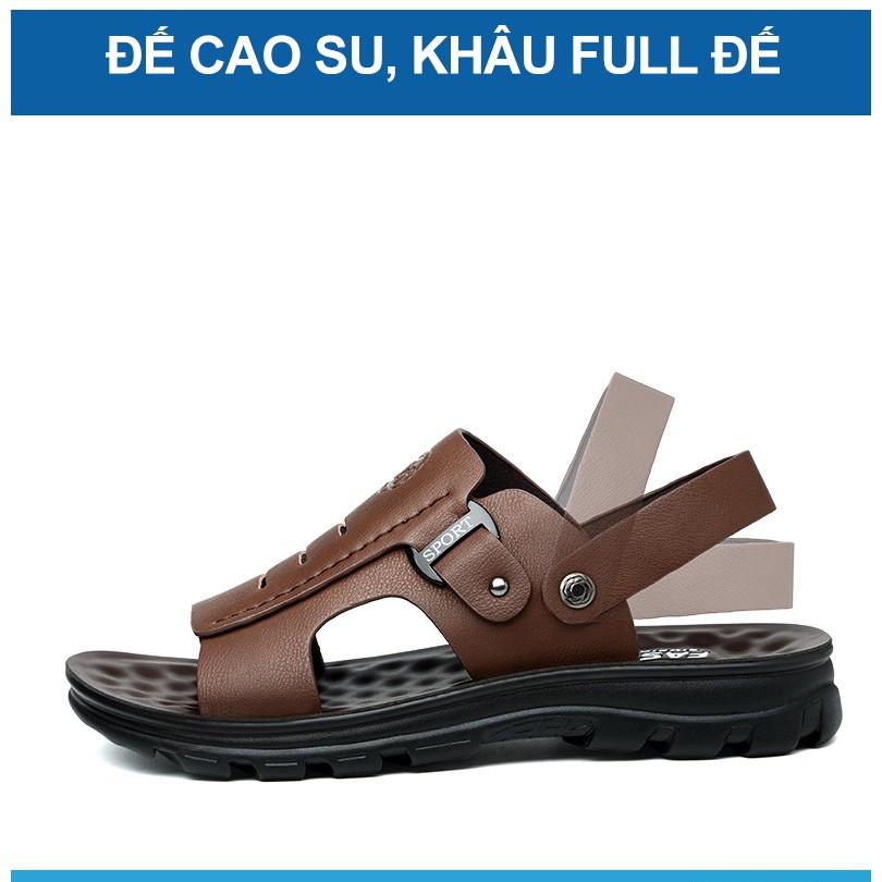 Dép da nam trung niên cao cấp đế cao đi êm chân, chống trượt size 38-42