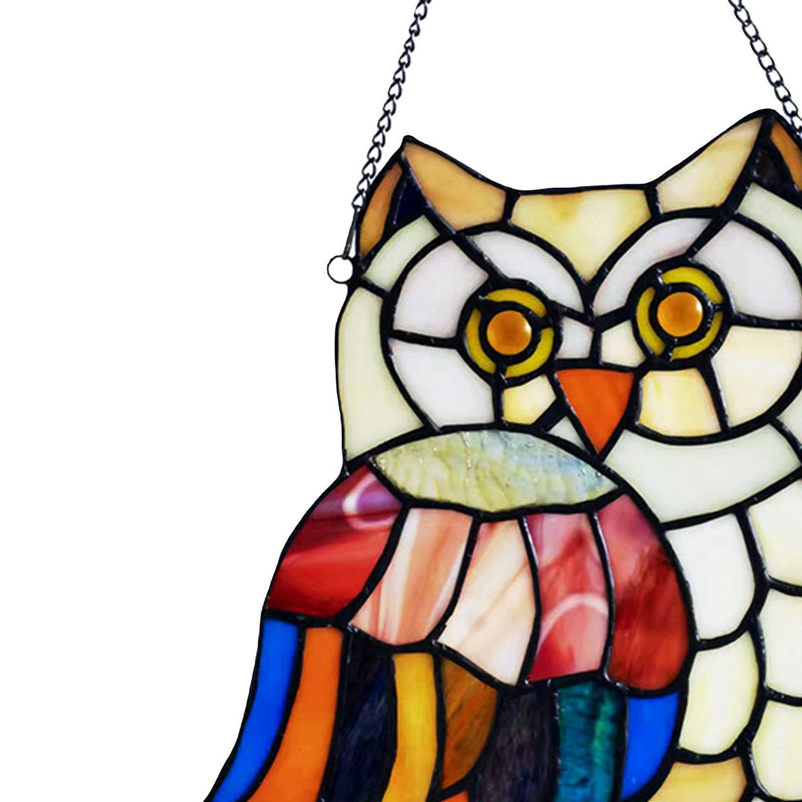Stained Window Hangings Panel with Chain Owl for window and