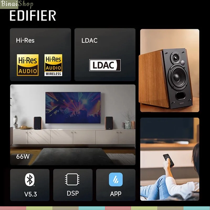 Edifier R1700BT+ ( R1700BT Plus) - Loa Bookself Kiểm Âm, Bluetooth 5.3, Hi-Res Audio, Công Suất 66W - Hàng Chính Hãng