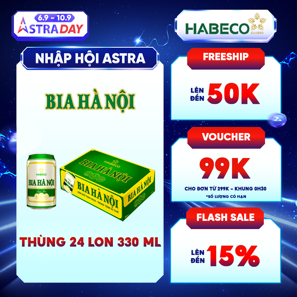 Bia Hà Nội Nhãn Xanh - Thùng 24 lon 330ml