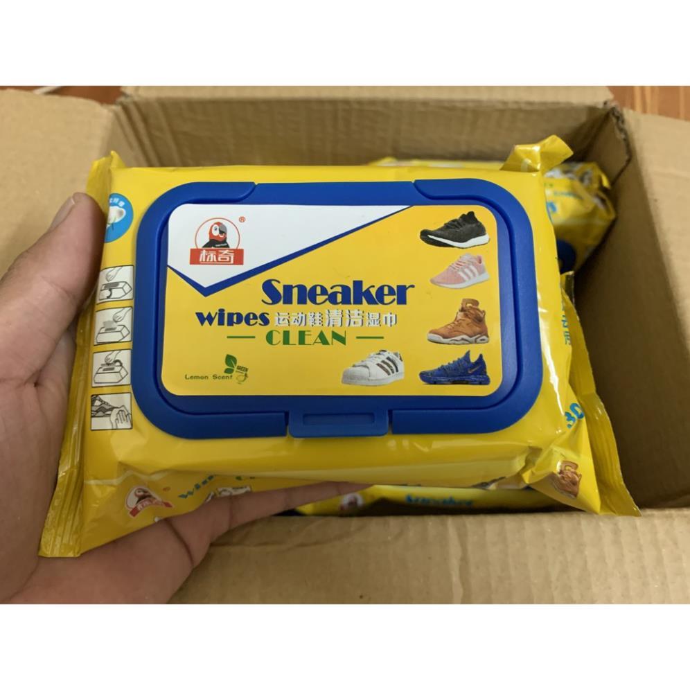 Khăn giấy ướt lau giầy thần thánh sneaker quick wipes gói 30 miếng siêu sạch, siêu trắng- khăn giấy ướt vệ sinh giầy.