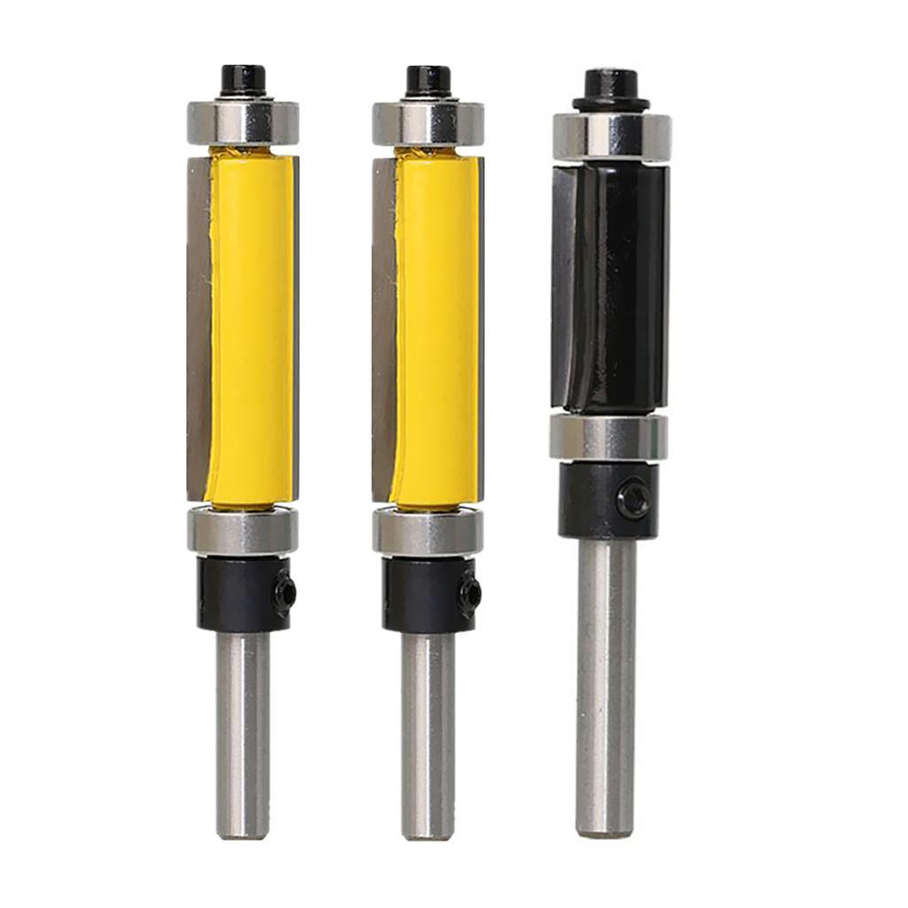 1 Set 1/4" Shank Top &Bottom Bearing Flush Trim Router Bit For Woodworking