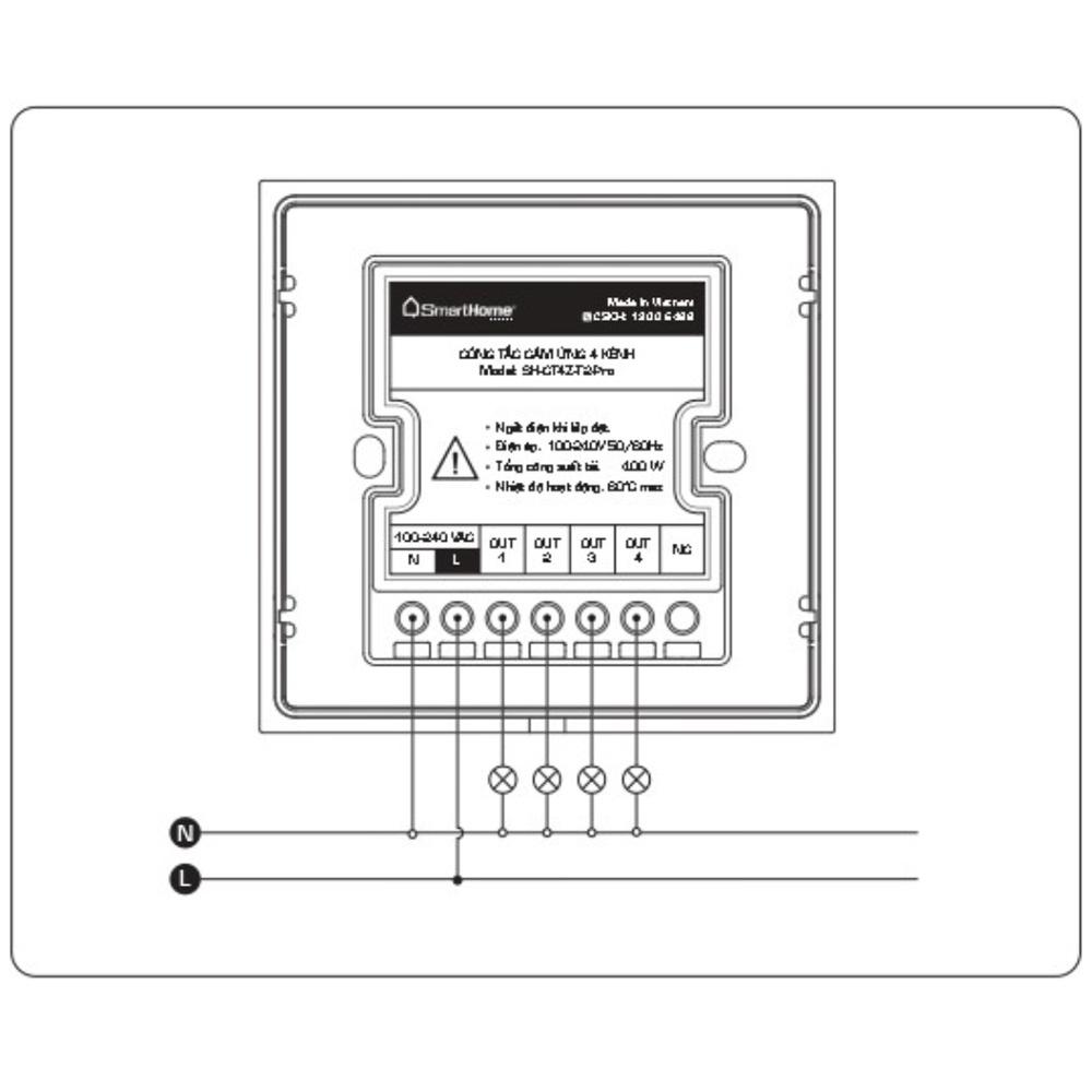 Thiết bị điều khiển 4 kênh zigbee hình vuông SH-CT4Z-T2-Pro bản Luxury- BKAV