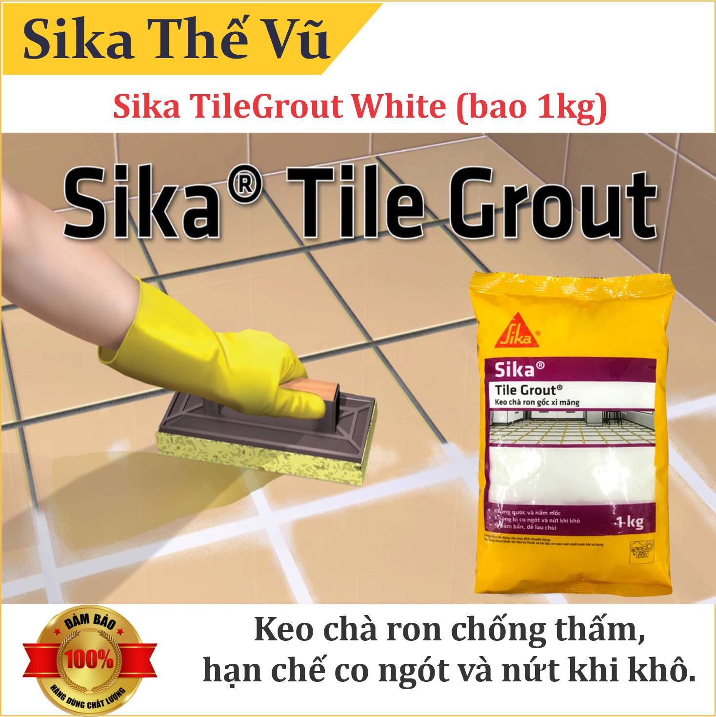 Keo chà ron chống thấm, chống bám bẩn - Sika TileGrout White