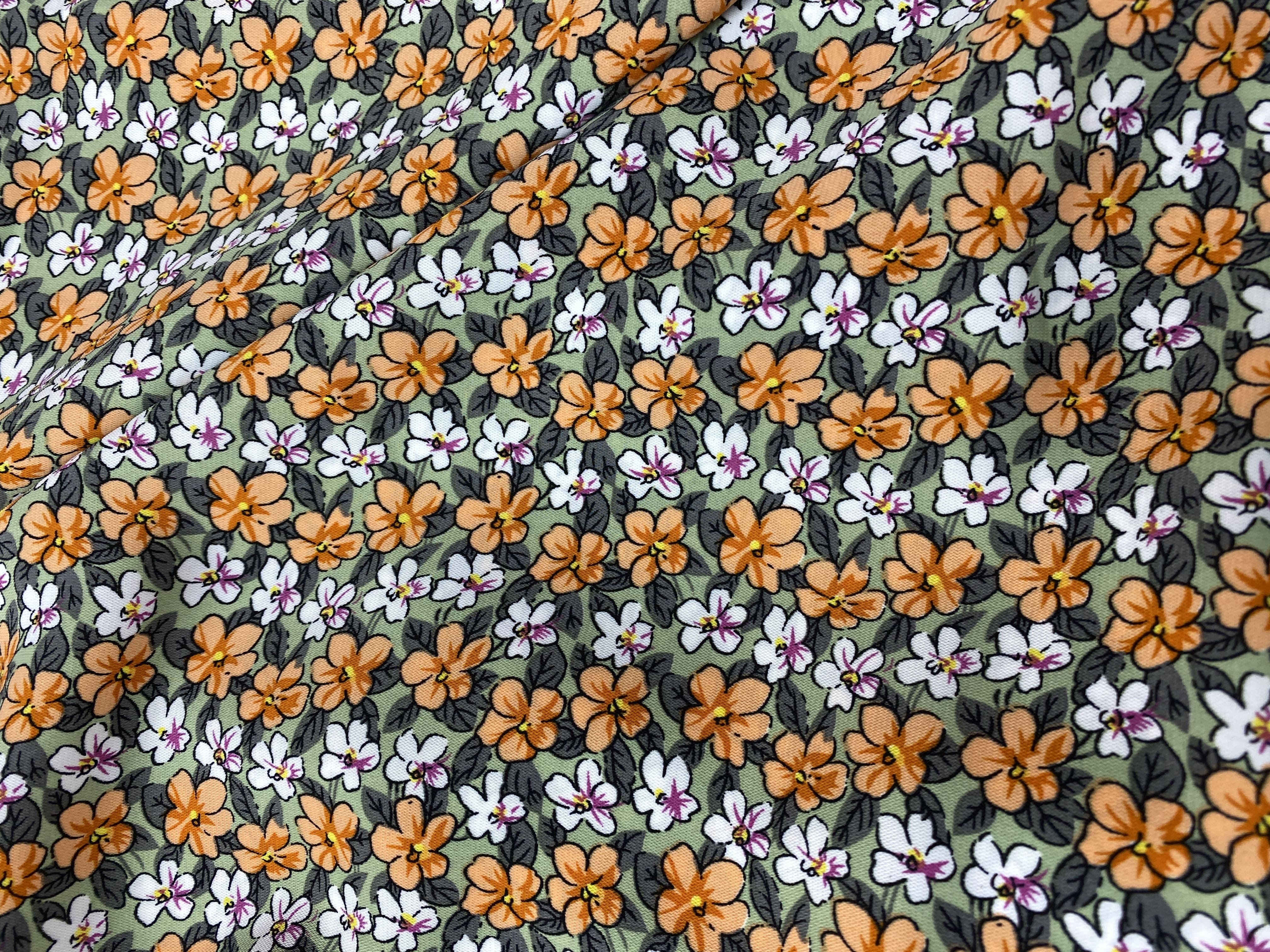 Vải lụa trượt hoa nhỏ may áo đầm váy bộ MS6741