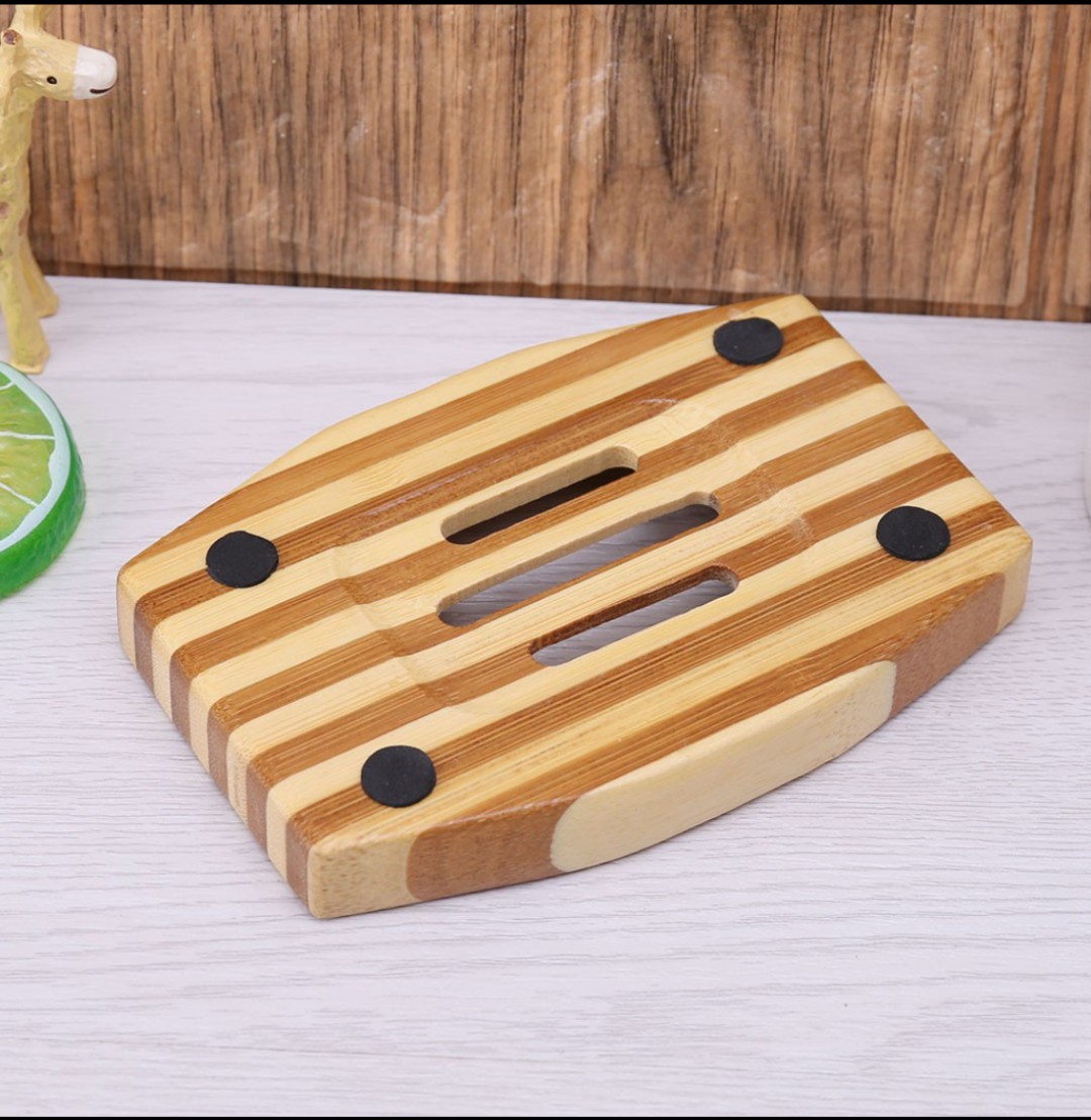 Style Bamboo Soap Dish handmade/ Khay dĩa gỗ để xà phòng handmade bằng gỗ tự nhiên, hình bầu dục, kiểu dáng sang trọng, decor trang trí nhà cửa gần gủi thiên nhiên
