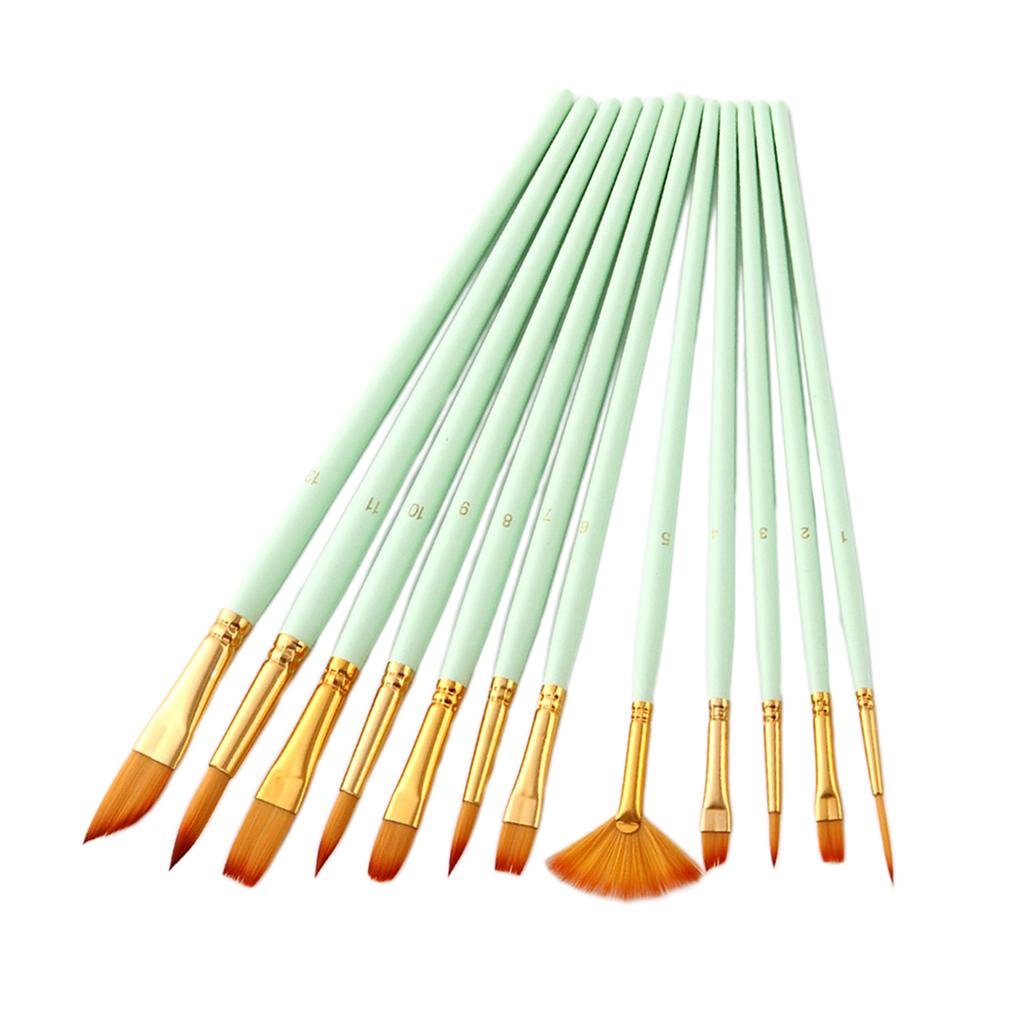 12 Bộ Nghệ Sĩ Nylon Cọ Sơn Bộ Màu Nước Acrylic Tranh Sơn Dầu