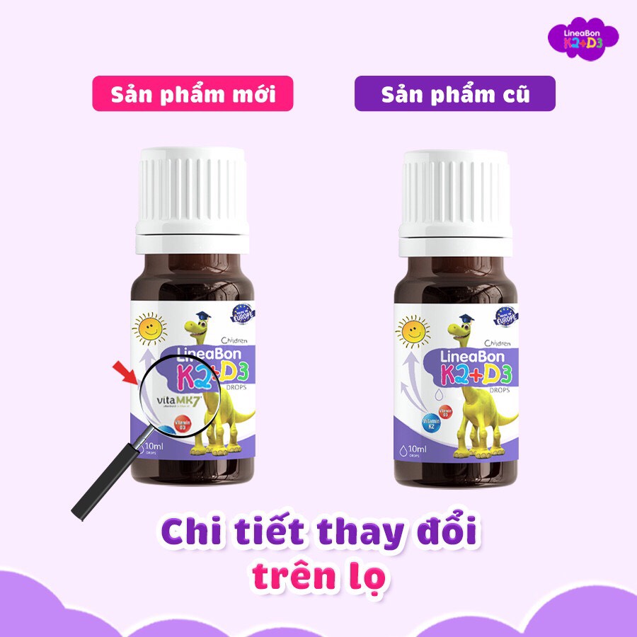 Combo 2 hộp Vitamin LineaBon K2 + D3 hỗ trợ chống còi xương, tăng chiều cao cho trẻ sơ sinh và trẻ nhỏ