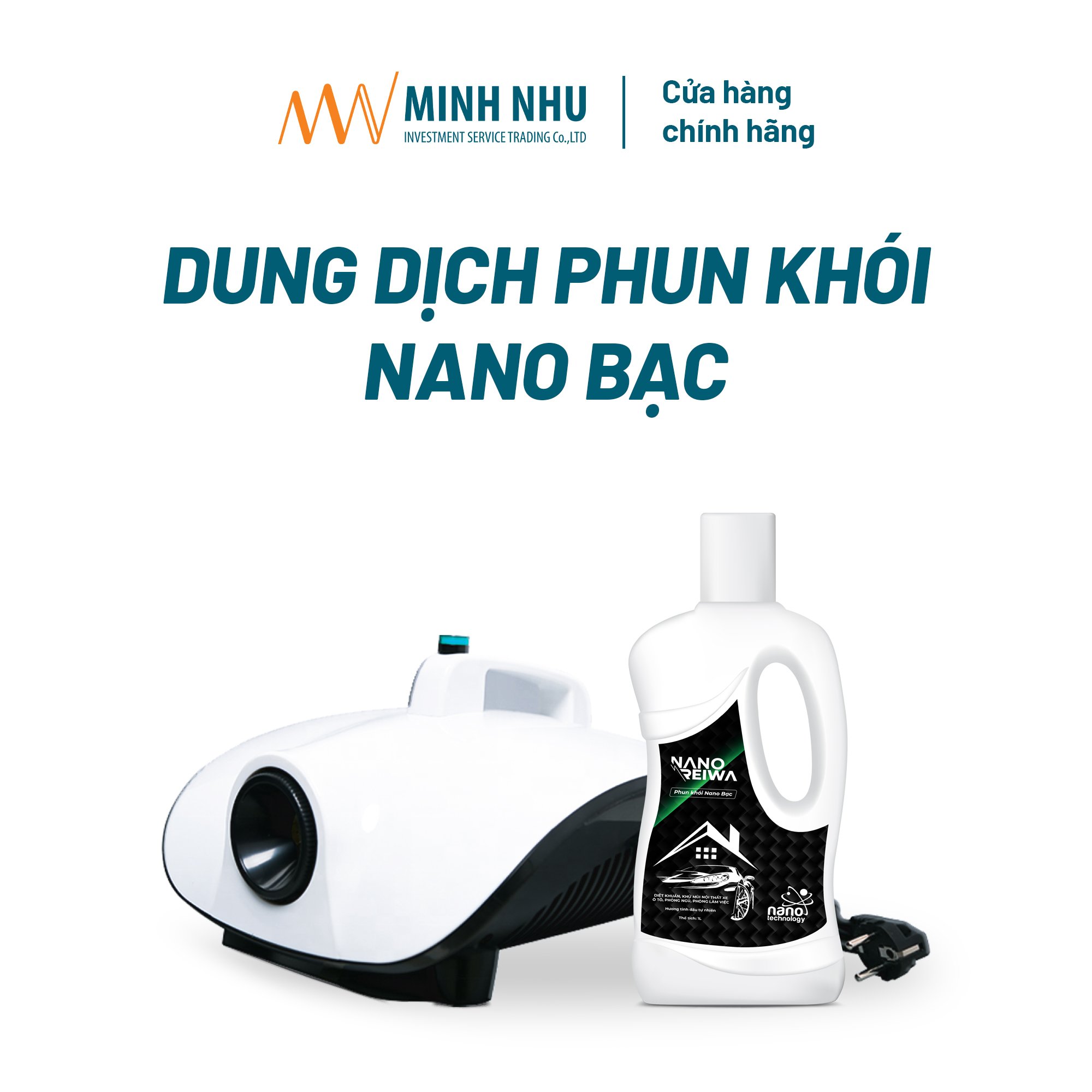 Dung dịch phun khói Nano bạc diệt khuẩn khử mùi ô tô, nhà cửa, văn phòng Nano Reiwa 1 lít (hàng chính hãng)