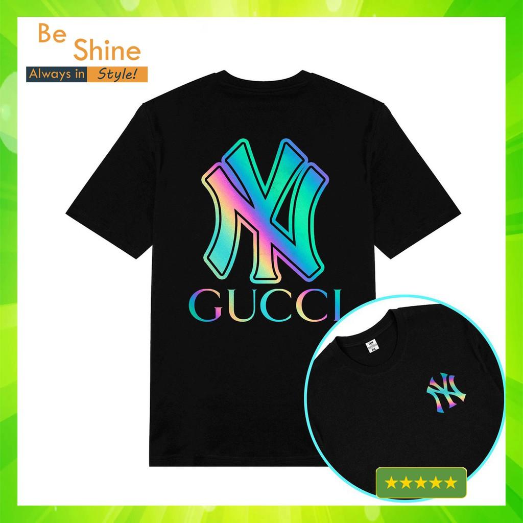 Áo Thun NY Unisex Form Rộng Phản Quang Đa Sắc Thời Trang Nam Nữ Phong Cách Hàn Quốc Áo Phông Cotton Áo Đôi 7 Màu