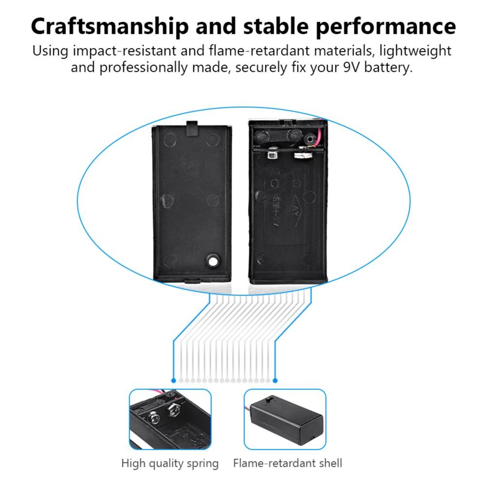 1 Pin 9V Hộp Bảo Quản Có Dây Dẫn Pin 9 Volt Hộp Bật/Tắt Cover Cho 6F22 PP3 Dropshipping