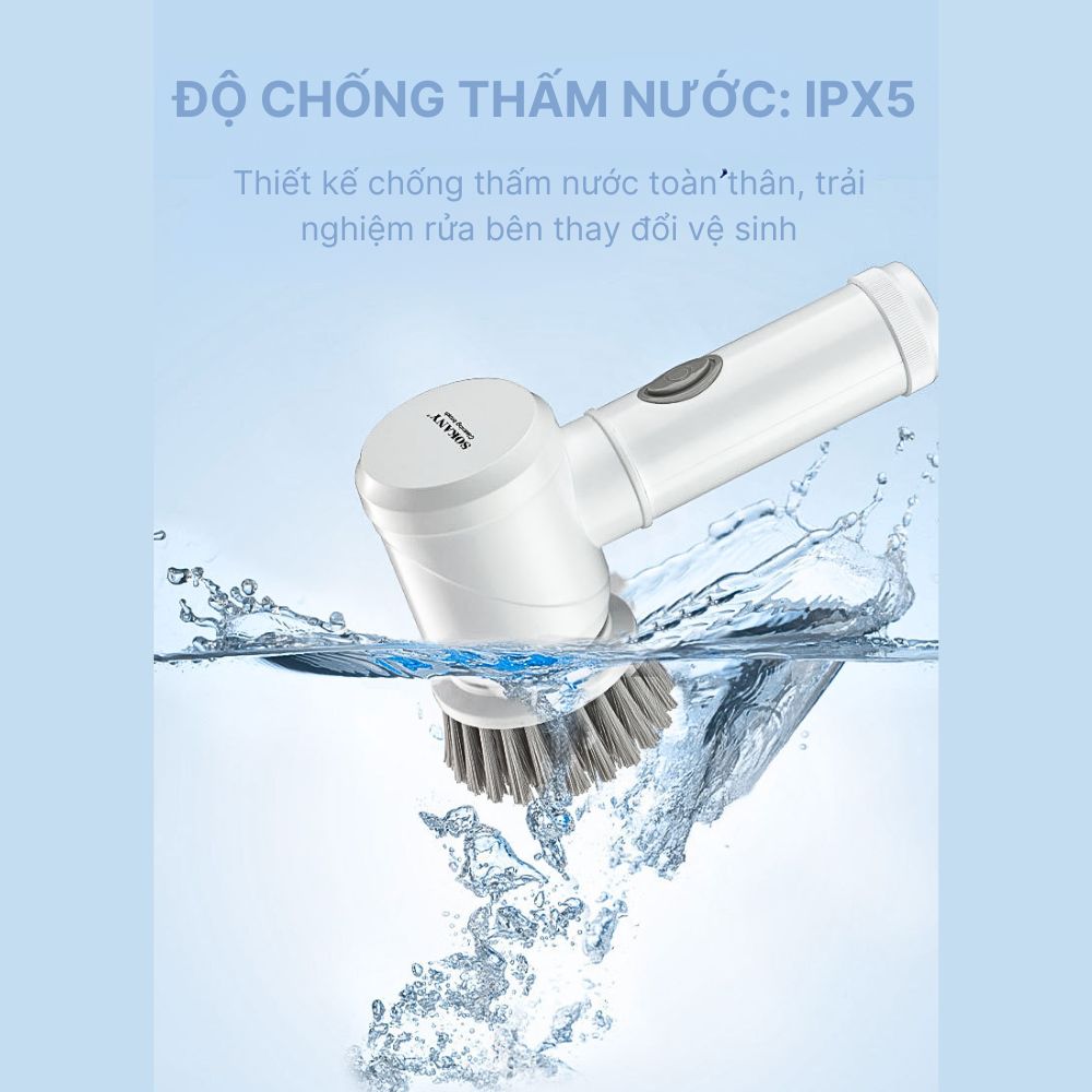 Máy cọ rửa nhà bếp cầm tay đa năng 5IN1 Sokany SK-12009 dụng cụ cọ rửa nhà bếp, bồn rửa mặt, đánh giày, có sạc pin tiện lợi - HÀNG CHÍNH HÃNG