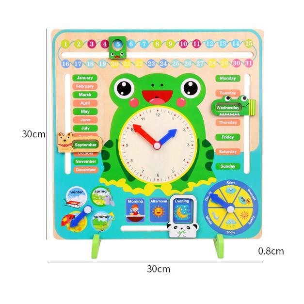 Đồng hồ ếch đa năng học Tiếng Anh, làm toán,học xem giờ - Đồ chơi gỗ