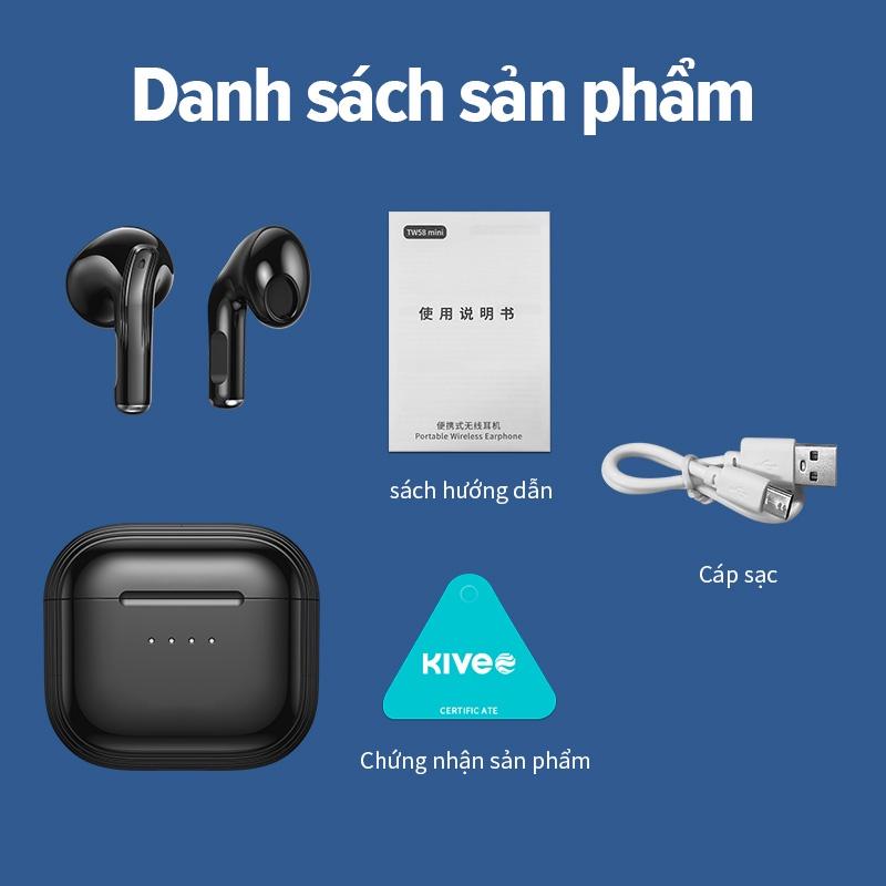 Tai nghe Bluetooth BASIKE TW58 Mini TWS BT5.0 Kết nối không dây Micrô tích hợp HiFi Stereo HD Chất lượng âm thanh - Hàng Nhập Khẩu