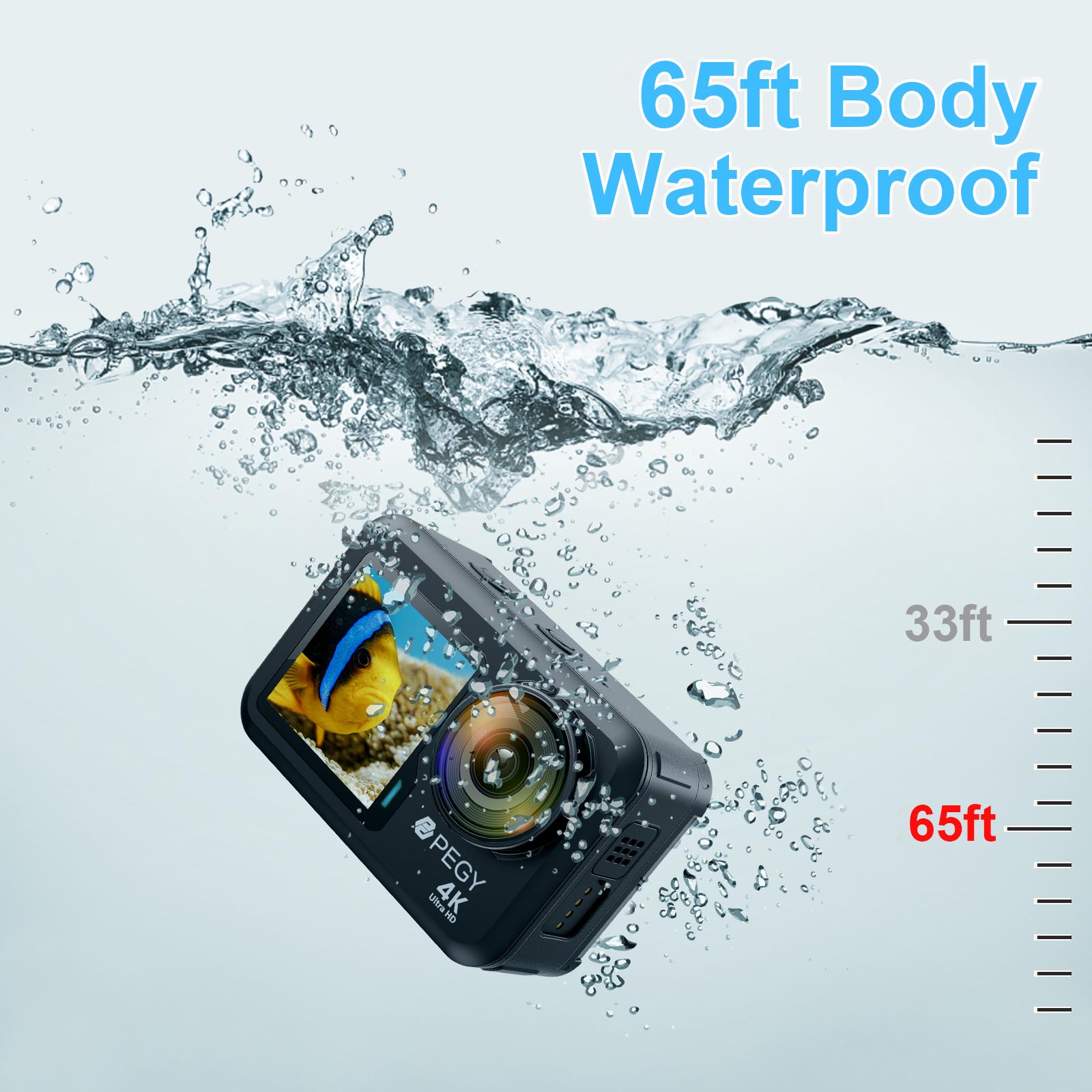 PEGY Dual Màn Hình 4K 60FPS Camera Hành Động Với EIS WiFi Camera Thể Thao Thân Mũ Bảo Hiểm Chống Thấm Nước Quay Video Thẻ Nhớ 32GB