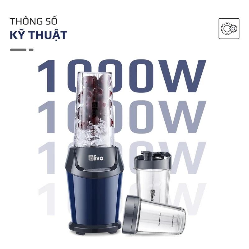 Máy Xay Sinh Tố OLIVO MB1000, Công Suất 1000W Kèm Ba Cốc Xay Linh Hoạt, Hàng chính hãng