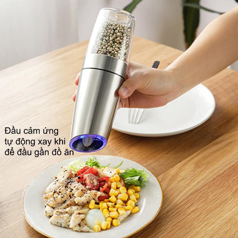 LỌ ĐỰNG VÀ XAY HẠT TIÊU CẢM ỨNG TỰ ĐỘNG ZX-D33 VỎ INOX 201