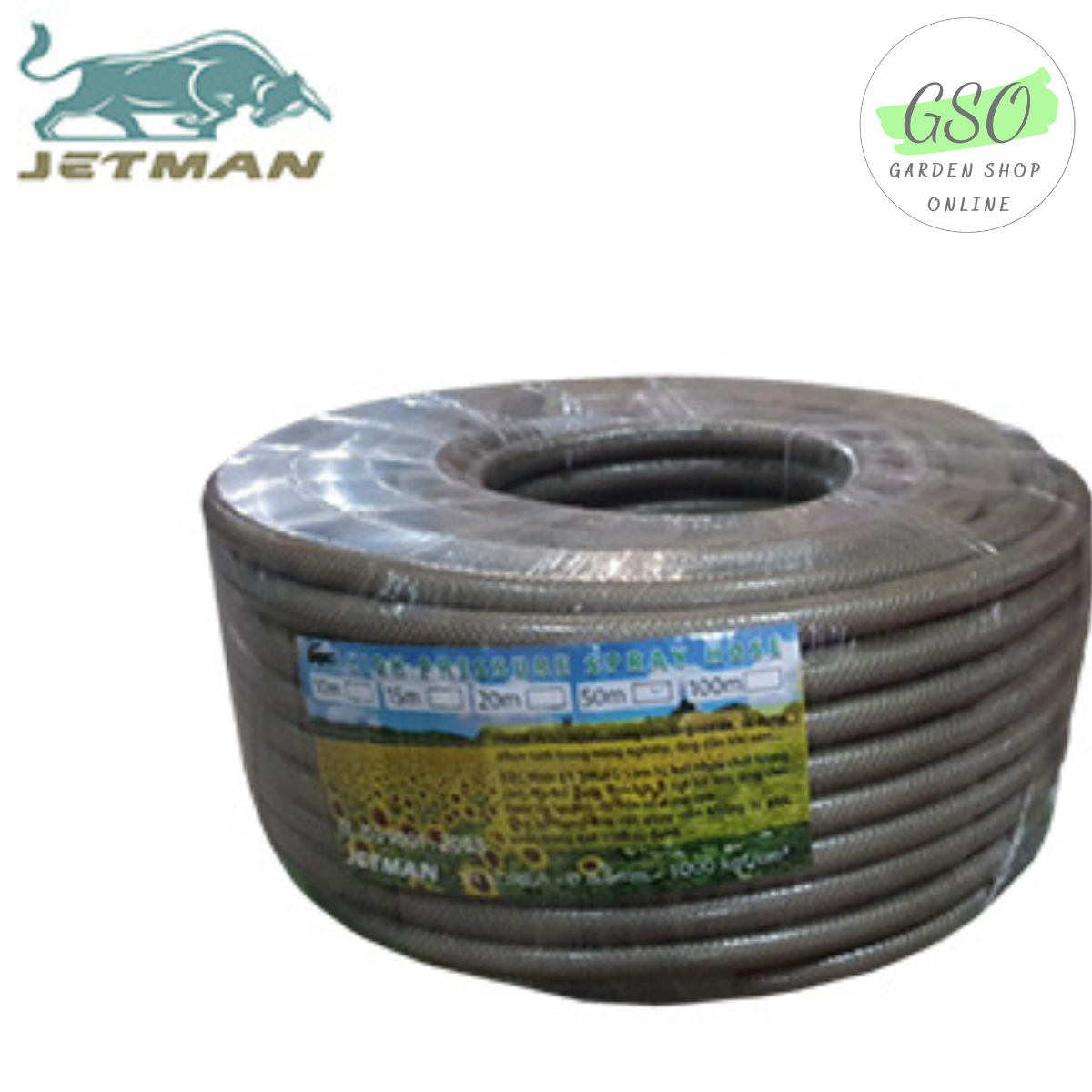 Dây phun áp lực cá sấu hiệu JETMAN - bền bỉ - chất lượng cao- dùng phun thuốc, xịt rửa xe kích cỡ 8.5MM