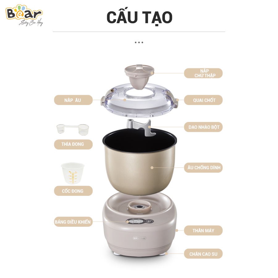 Máy trộn Bột Đa Năng Bear 3,5L Ủ Bột, Nhào Bột, Nhồi Bột Nhanh, Phiên Bản Cao Cấp Công Suất Lớn - HMJ-A35Q2 - Hàng chính hãng