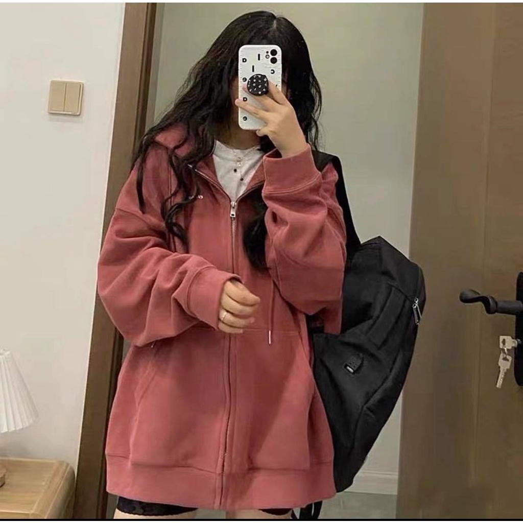 Hoodie Dáng Rộng Zip Áo khoác nỉ cánh dơi thụng chất bông dày mịn cực ấm