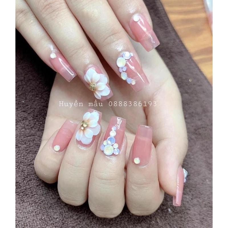 Hoa Bột nail” sét 10 bông cúc đính đá”