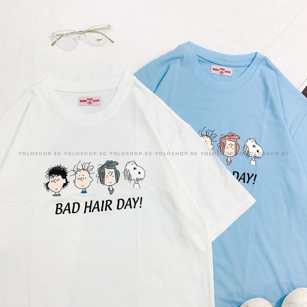 Áo thun tay lỡ BAD HAIR DAY phông Unisex nam nữ tee oversize form rộng pull Ulzzang Streetwear Hàn Quốc vải mềm