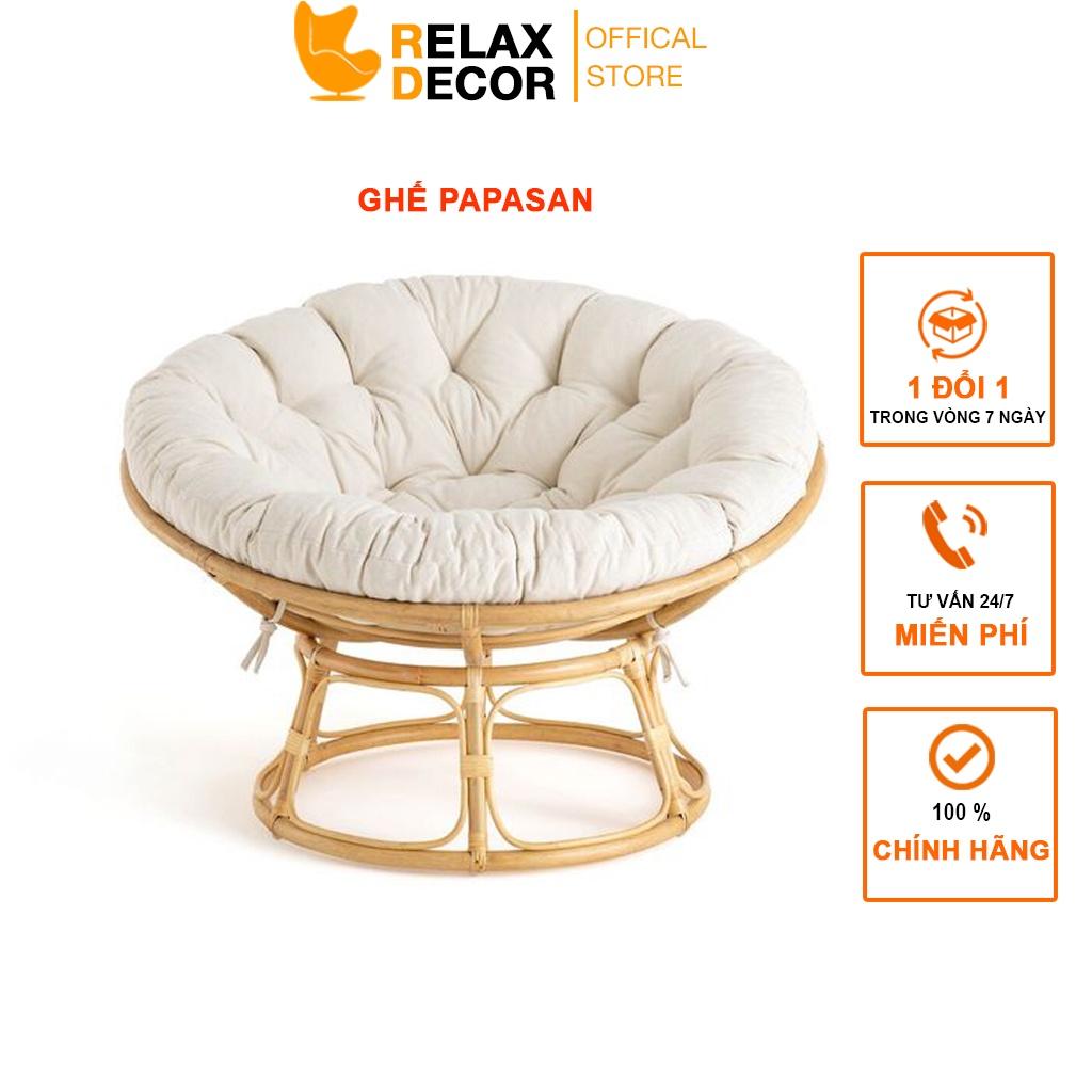 Ghế Papasan Relax Decor Mây Tự Nhiên 100% Đường Kính 100cm Ngồi Đọc Sách Thư Giãn Hàng Chính Hãng Bảo Hành 12 Tháng