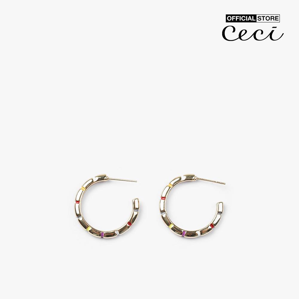 CECI - Khuyên tai nữ khoen tròn dạng hở phối màu sặc sỡ CC1-07000126-27