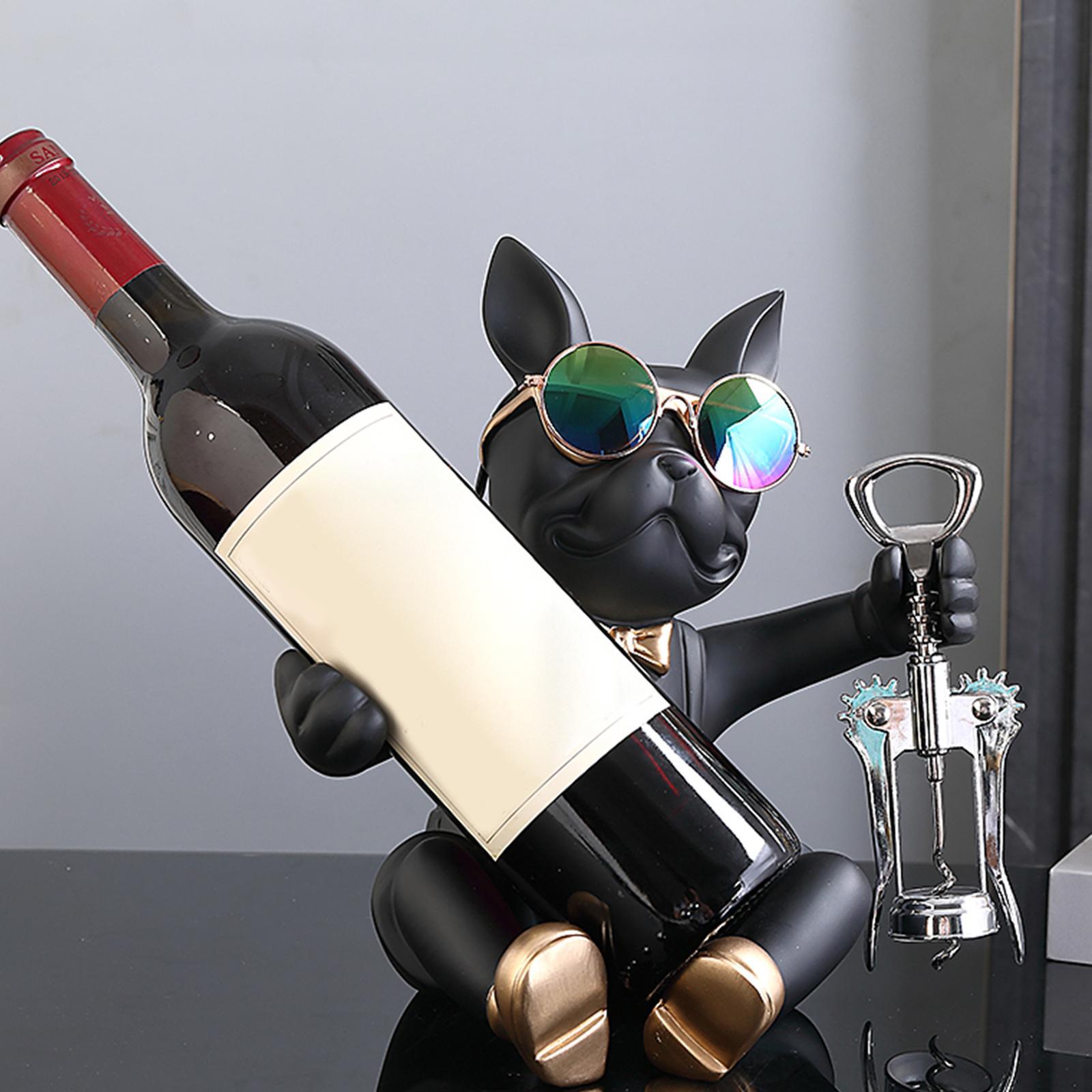 Nordic Style Drinks Bottle Display Rack with Opener Animal Statues Decorative Storage Holder for Pantry Kitchen Countertop Bar Housewarming