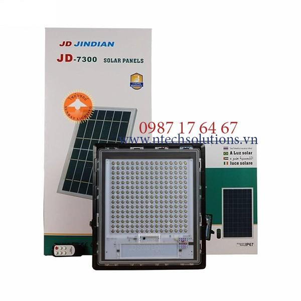 Đèn Pha Chống Lóa Cao Cấp Năng Lượng Mặt Trời JD-7300 Công Suất 300W - Mẫu 2021, Khung Nhôm
