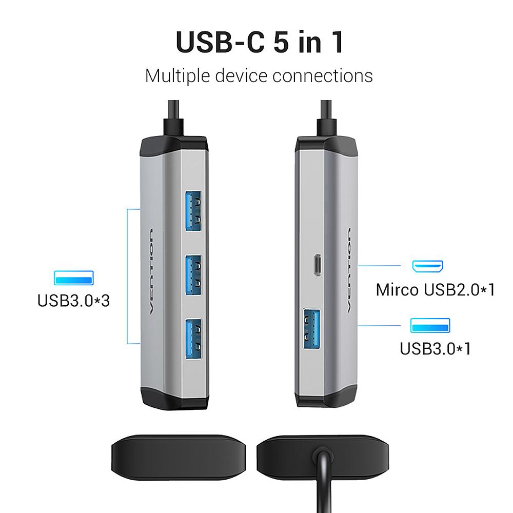 Bộ chuyển đổi HUB TGCHB USB-C HUB Type-C sang 4 * USB 3.0 + Micro USB 2.0