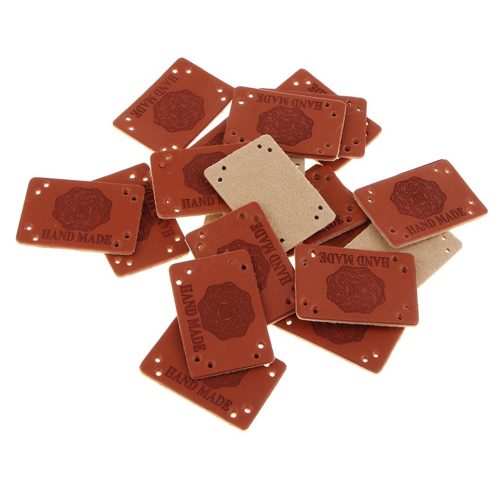 20 Miếng PU Leather Nhãn Handmade Tag Nhãn Embellishments Đồ Trang Trí