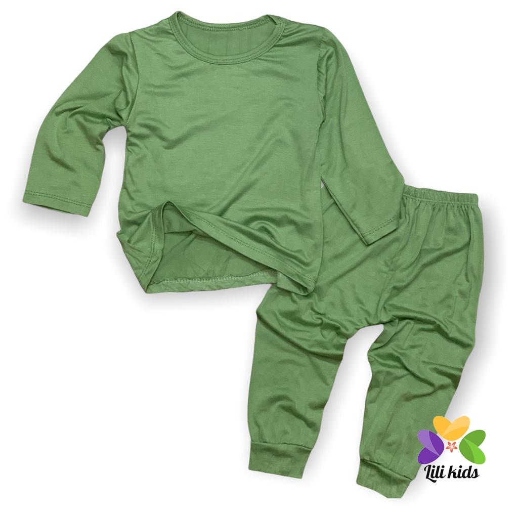 Bộ dài tay cho bé trai bé gái LILIKIDS chất thun lạnh trơn vải mềm mát cho bé BDT09