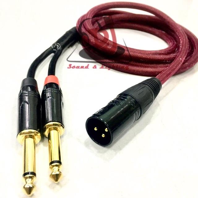 Dây Jack chia XLR đực ra 2 đầu Jack 6 ly thẳng dài 2m