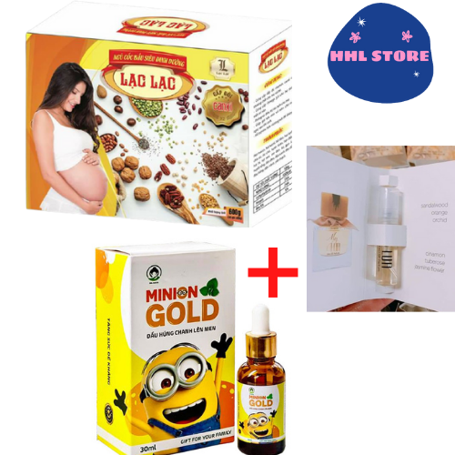 Combo Ngũ Cốc Bầu Lạc Lạc và Dầu Húng Chanh Minion Gold chăm sóc mẹ thai kì khỏe mạnh, an toàn Tặng Mẫu Test Nước Hoa LUA