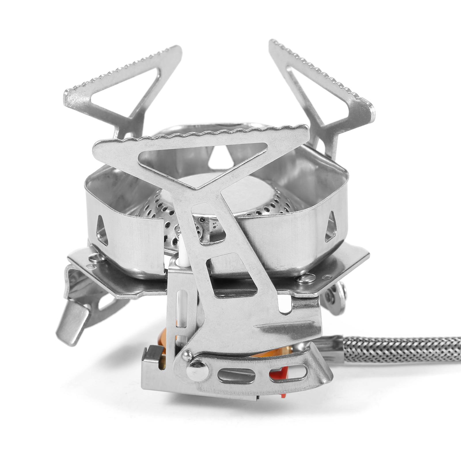 3500W Windproof Camping Gas Burner with Adapter Portable Backpacking Stove with Piezo Ignition for Outdoor Cooking Hiking Picnic