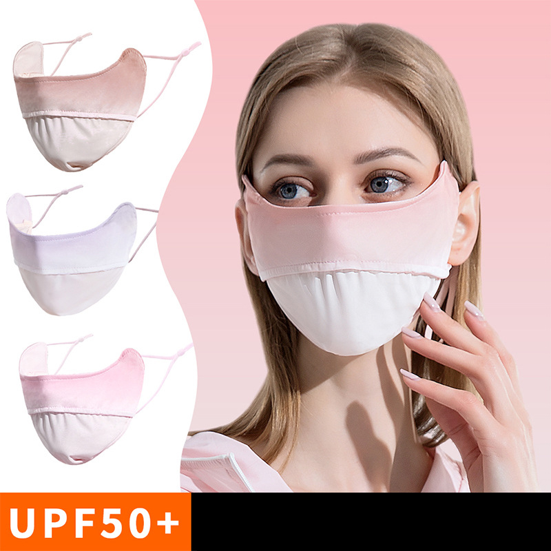 Mặt Nạ Chống Nắng / Tia UV Màu Gradient Bằng Lụa Lạnh Thời Trang Mùa Hè Dành Cho Nữ
