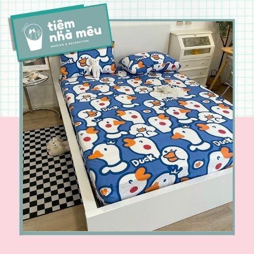 Bộ Ga Gối Cotton Polym6/m8/2m - Tiệm Nhà Mêu Set 3 Món Ga 2 Vỏ Gối Cotton Poly Hoa Tiết Dễ Thương Cao Cấp