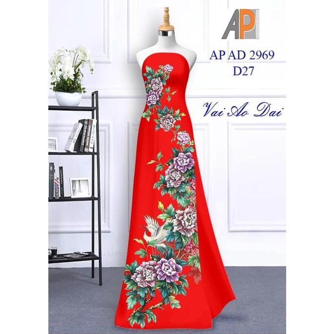 Vải may áo dài in 3D họa tiết Hoa Mẫu Đơn