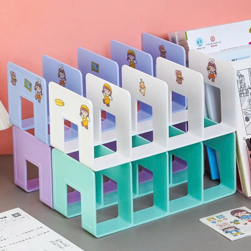 Giá Đựng Sách Để Bàn - Kệ Chia 4 Ngăn Văn Phòng Học Sinh Sinh Viên - Chặn Sách Nhiều Ngăn Giúp Sắp Xếp Tài Liệu