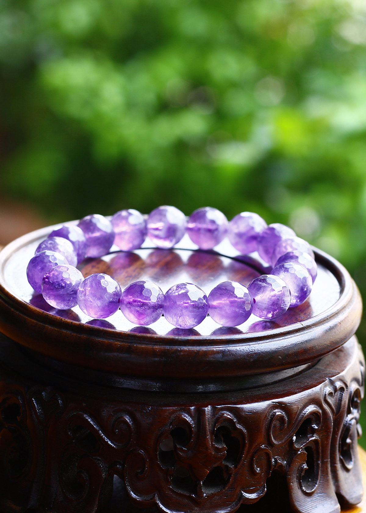 Vòng thạch anh tím giác đa cạnh 10mm mệnh hỏa. thổ - Ngọc Quý Gemstones