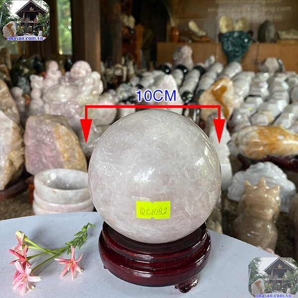 Cầu thạch anh hồng giúp tinh thần thoải mái và giảm stress-10cm-1.44kg-QC1092