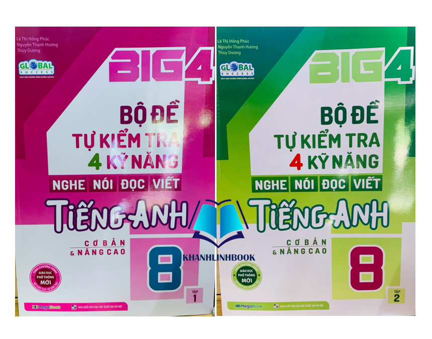 Sách - Combo Big 4 Bộ Đề Tự Kiểm Tra 4 Kỹ Năng Nghe - Nói - Đọc - Viết  Tiếng Anh Lớp 8