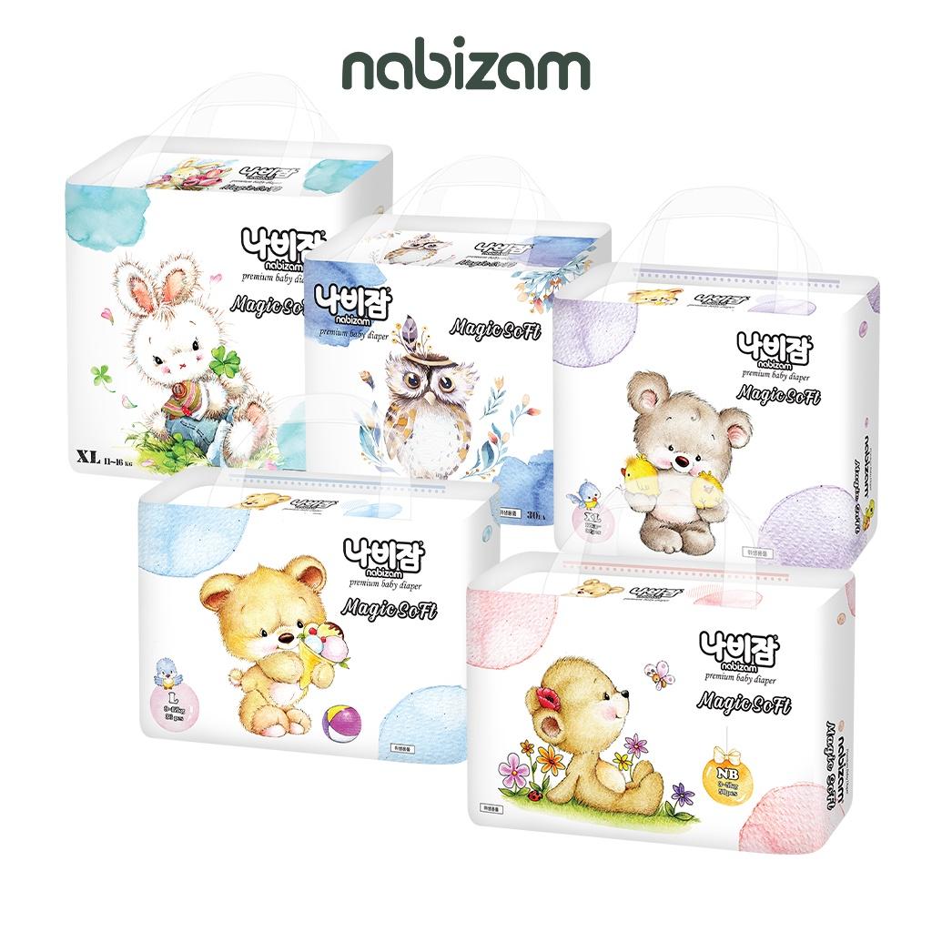 Tã/Bỉm Dán NABIZAM Magic Soft Nội Địa Hàn Cao Cấp Mềm Mại, Mỏng, Thoáng Khí Hiệu Quả Size M Cho Bé 6-11kg, 40 Miếng/Bịch