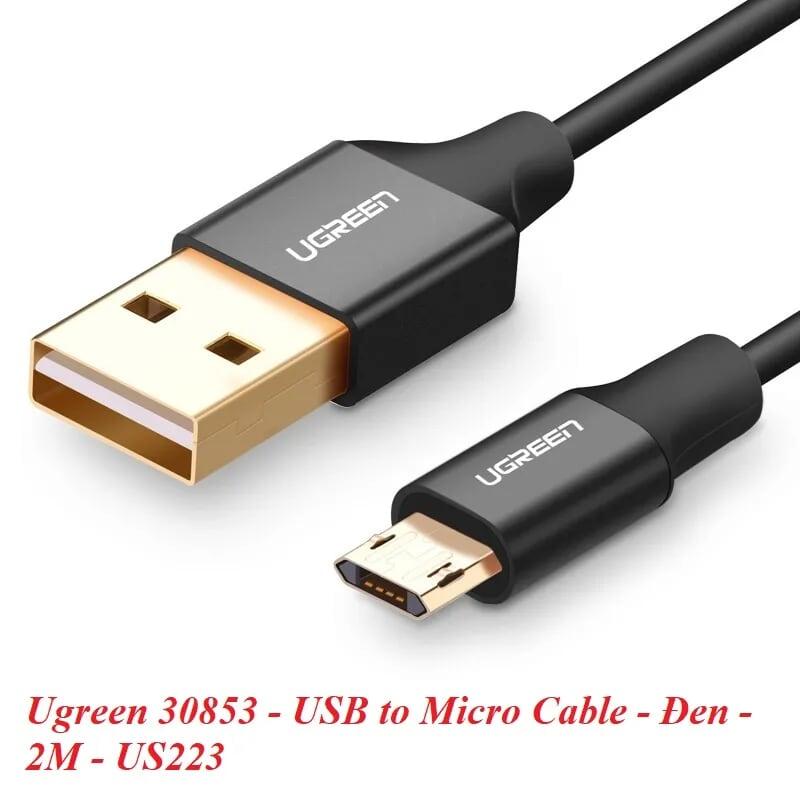 Ugreen UG30853US223TK 2M màu Đen Cáp sạc truyền dữ liệu USB 2.0 sang MICRO USB dây bọc nhựa PVC - HÀNG CHÍNH HÃNG